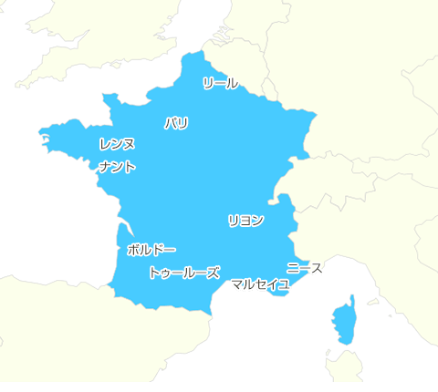 フランスの地図