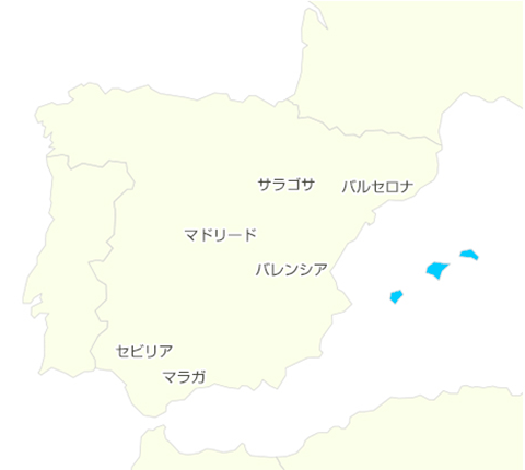 バレアレス諸島(イビサ島・マヨルカ島 ・メノルカ島)の地図