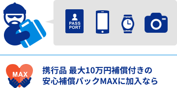 携行品 最大10万円補償付きの安心補償パックMAXに加入なら